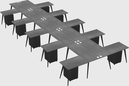 Shared l-shaped office desk system