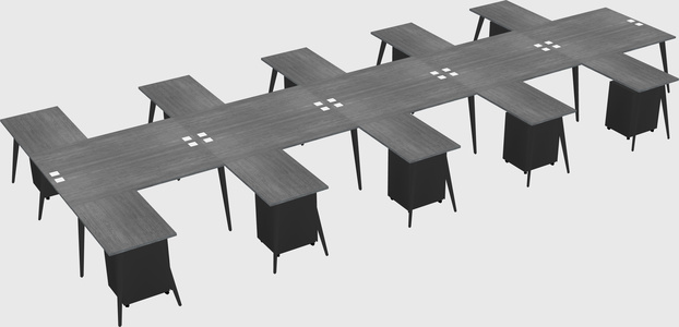 Shared l-shaped office desk system