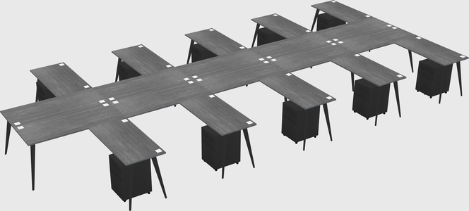 Shared l-shaped office desk system