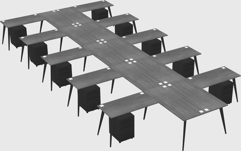 Shared l-shaped office desk system