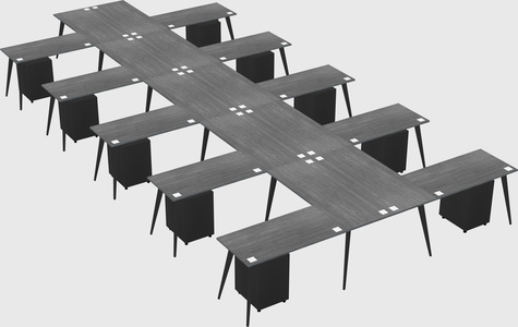 Shared l-shaped office desk system