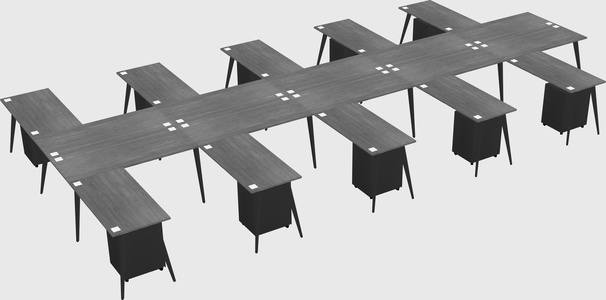 Shared l-shaped office desk system