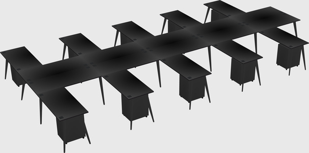 Shared l-shaped office desk system