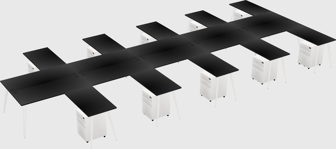 Shared L-shaped Office Desk System