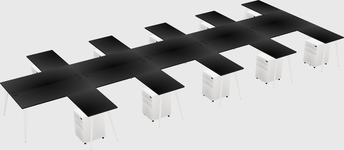 Shared L-shaped Office Desk System