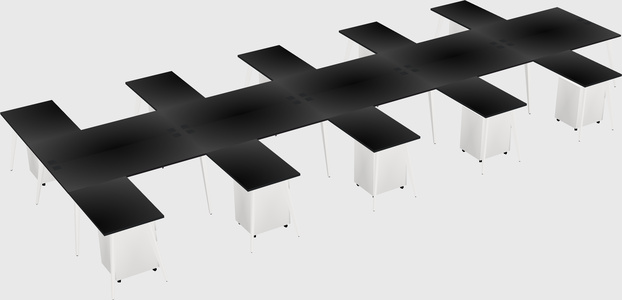 Shared l-shaped office desk system