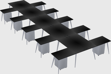 Shared l-shaped office desk system