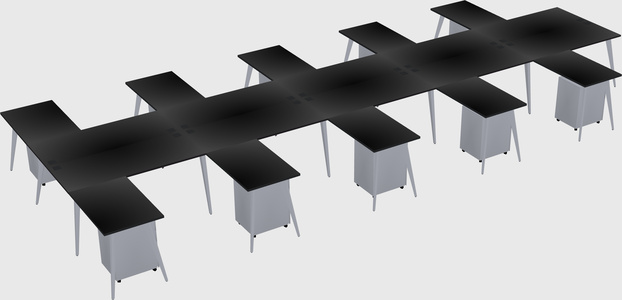 Shared l-shaped office desk system