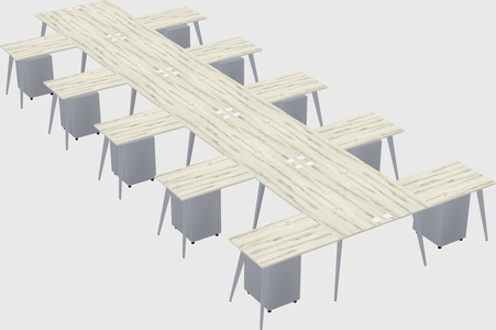 Shared l-shaped office desk system
