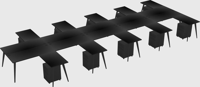 Shared L-shaped Office Desk System