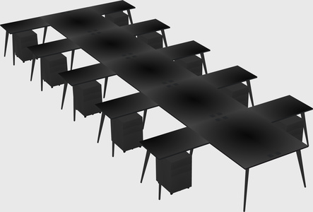 Shared l-shaped office desk system