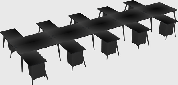 Shared l-shaped office desk system