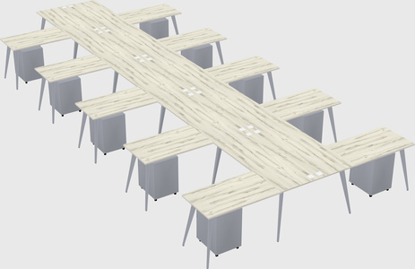 Shared l-shaped office desk system