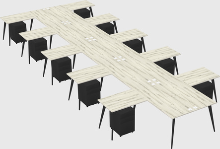 Shared l-shaped office desk system