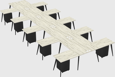 Shared l-shaped office desk system