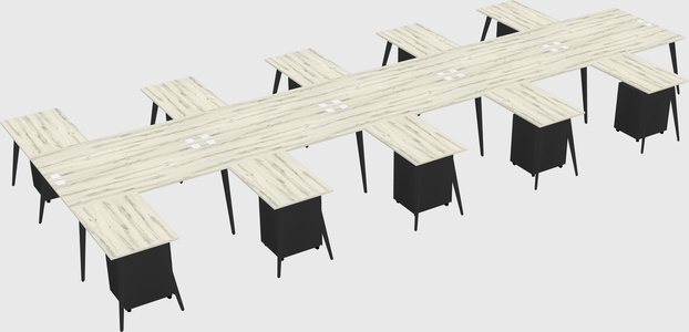 Shared l-shaped office desk system
