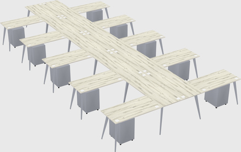 Shared l-shaped office desk system