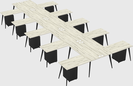Shared l-shaped office desk system