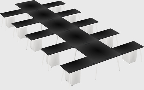 Shared l-shaped office desk system