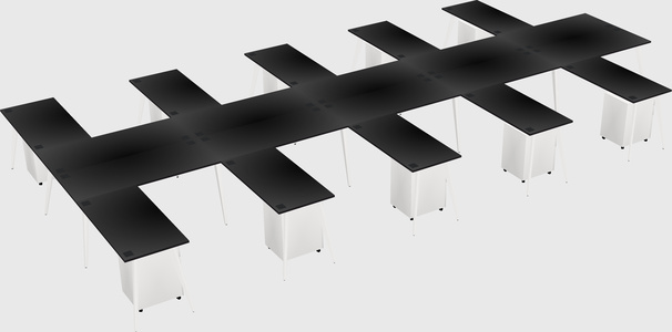 Shared l-shaped office desk system