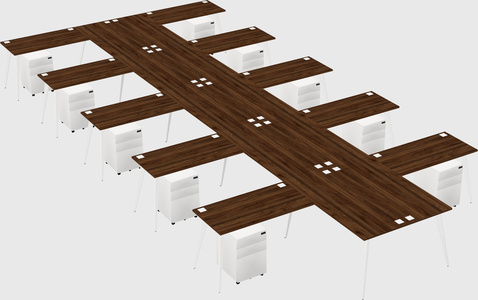 Shared l-shaped office desk system