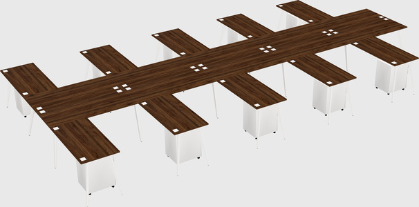 Shared l-shaped office desk system