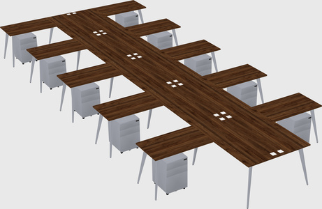 Shared l-shaped office desk system