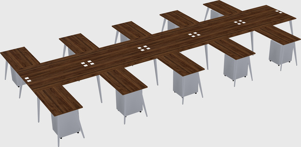 Shared l-shaped office desk system