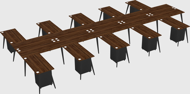 Shared l-shaped office desk system