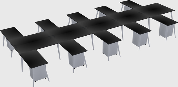 Shared l-shaped office desk system