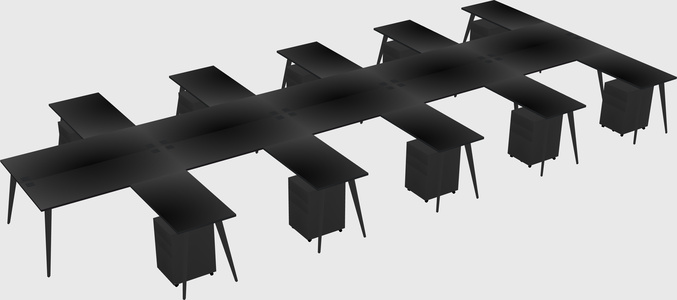 Shared L-shaped Office Desk System