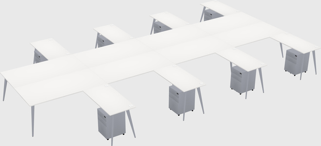 Shared L-shaped Office Desk System