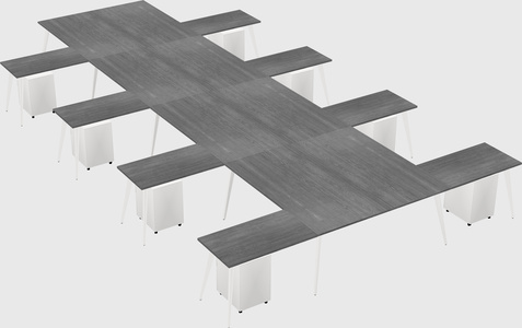 Shared l-shaped office desk system