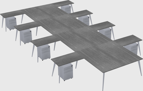 Shared l-shaped office desk system