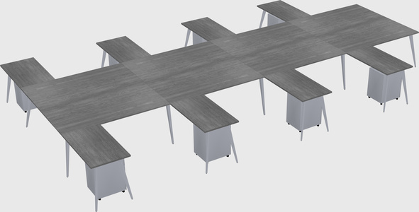 Shared l-shaped office desk system