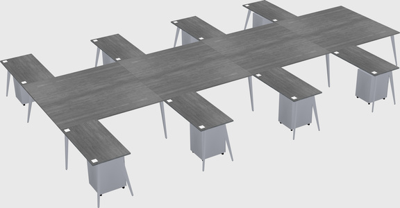 Shared l-shaped office desk system