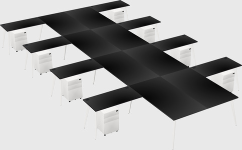Shared l-shaped office desk system