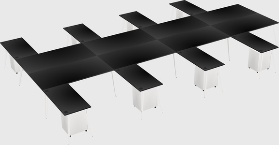 Shared l-shaped office desk system