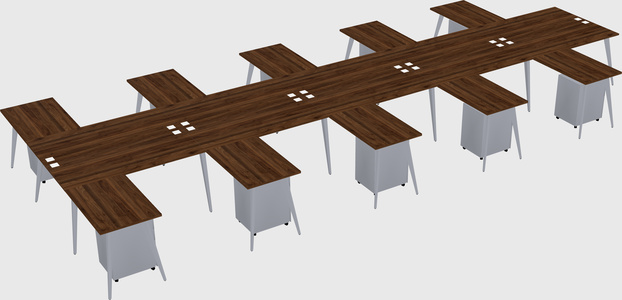 Shared l-shaped office desk system