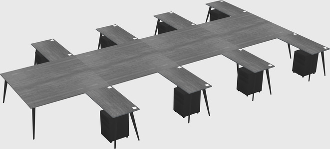 Shared L-shaped Office Desk System