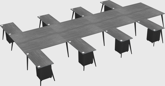 Shared l-shaped office desk system