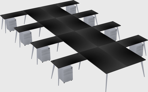 Shared l-shaped office desk system