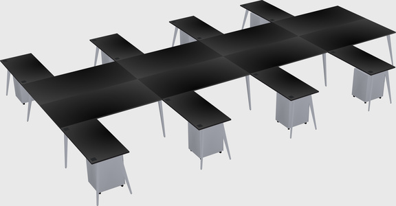 Shared l-shaped office desk system