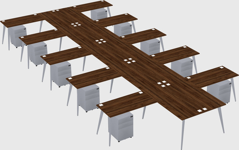 Shared l-shaped office desk system