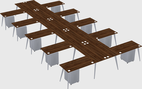 Shared l-shaped office desk system