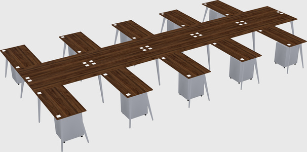 Shared l-shaped office desk system