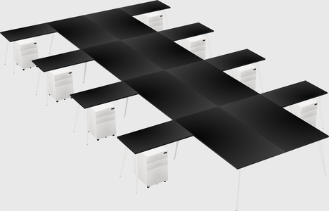 Shared l-shaped office desk system