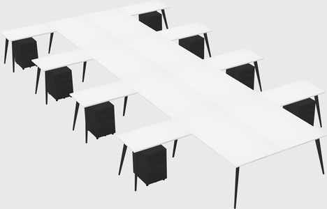 Shared l-shaped office desk system