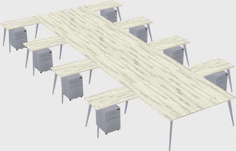 Shared l-shaped office desk system