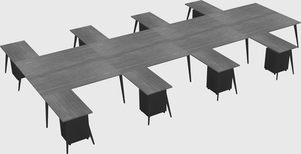 Shared l-shaped office desk system